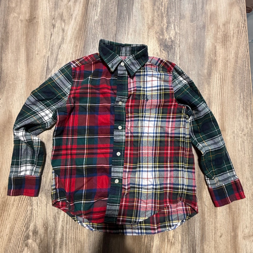 Polo Ralph Lauren Button Down Multi Plaid Patchwork Preppy Shirt